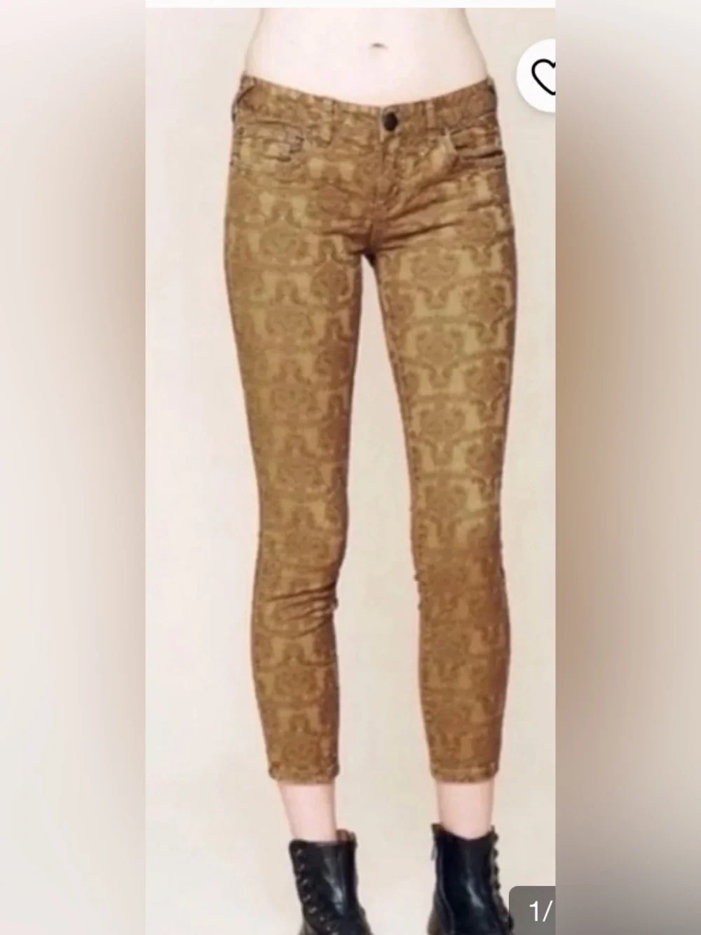 Free People Brown Patterned Skinny Pants